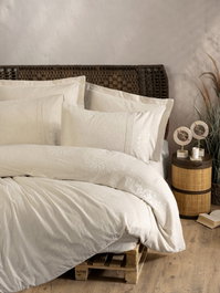 L'essentiel linge de maison Forbes Juego de funda de edredón doble Crema